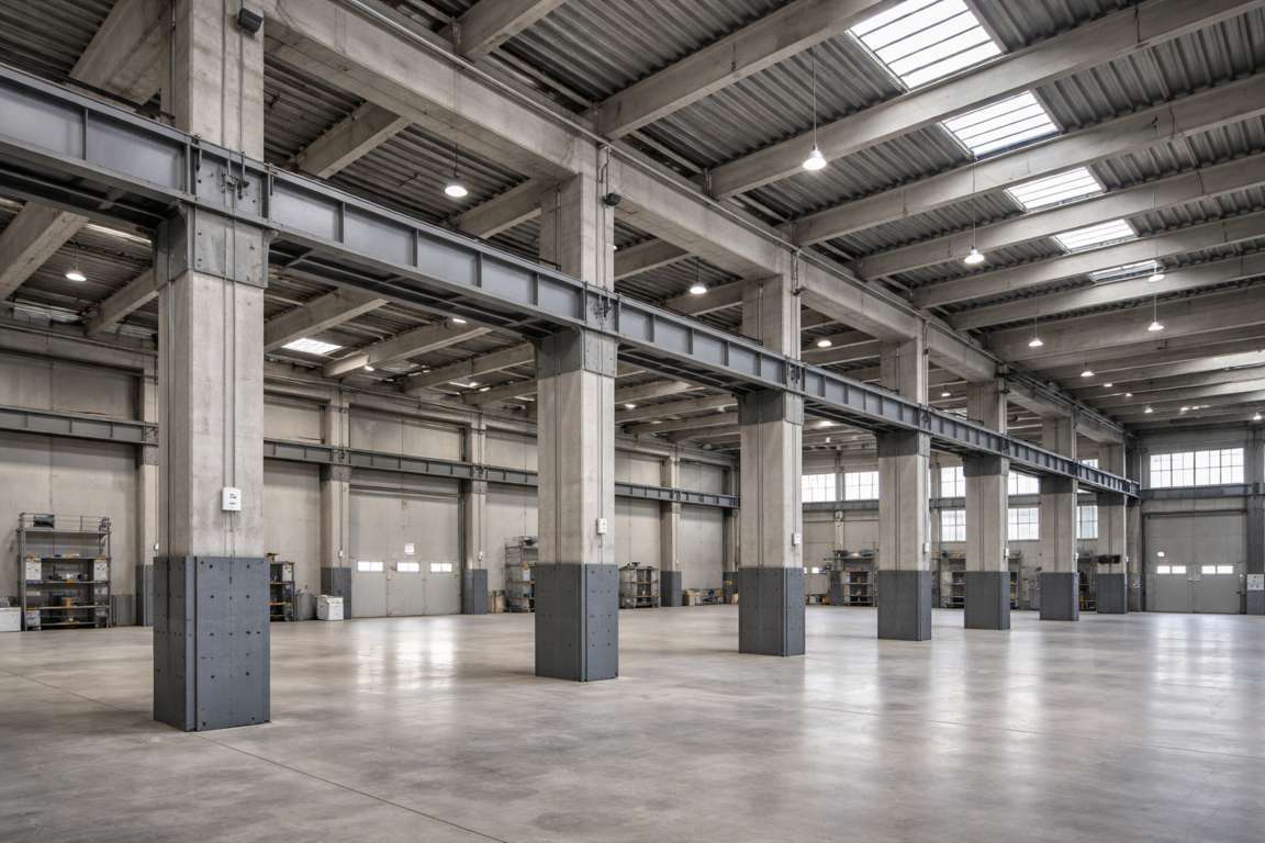Capannone industriale con interventi di miglioramento sismico e rinforzi strutturali mirati