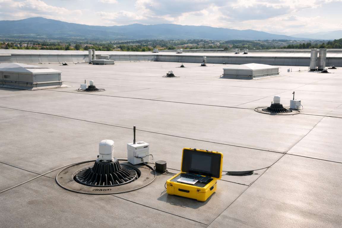 Controllo e manutenzione della copertura di un edificio industriale