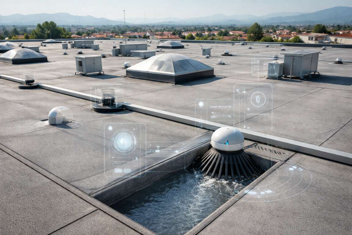 Sensori INDRA per monitoraggio copertura capannone industriale
