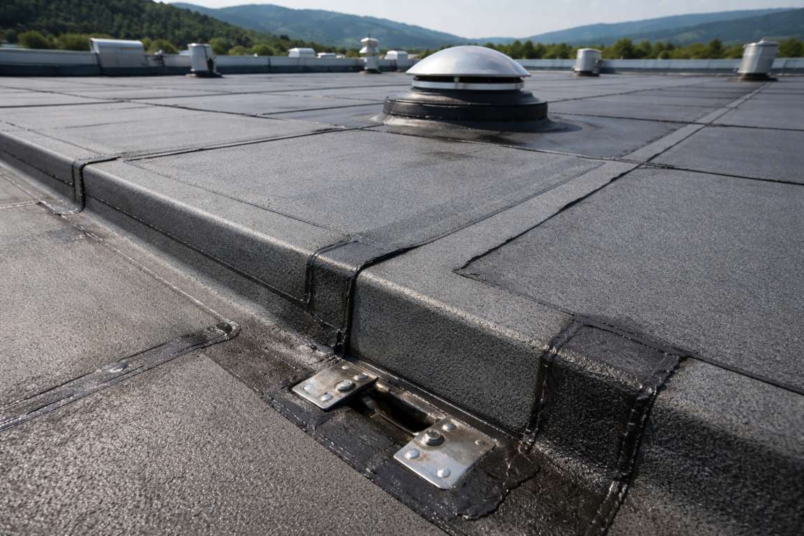 Dettaglio impermeabilizzazione tetto capannone industriale