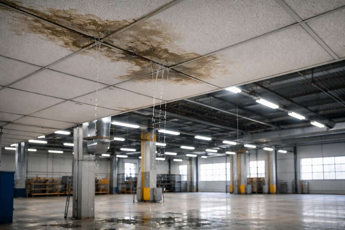 Infiltrazione acqua in capannone industriale