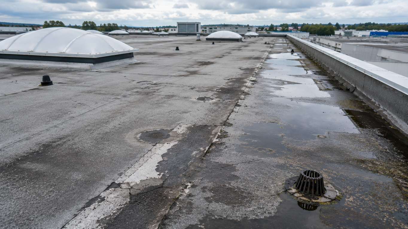 Segni di deterioramento su copertura industriale