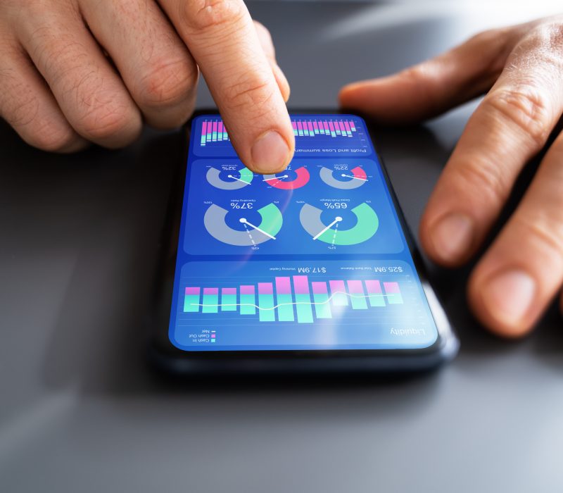 Mobile Analytics KPI Dashboard On Mobile Phone